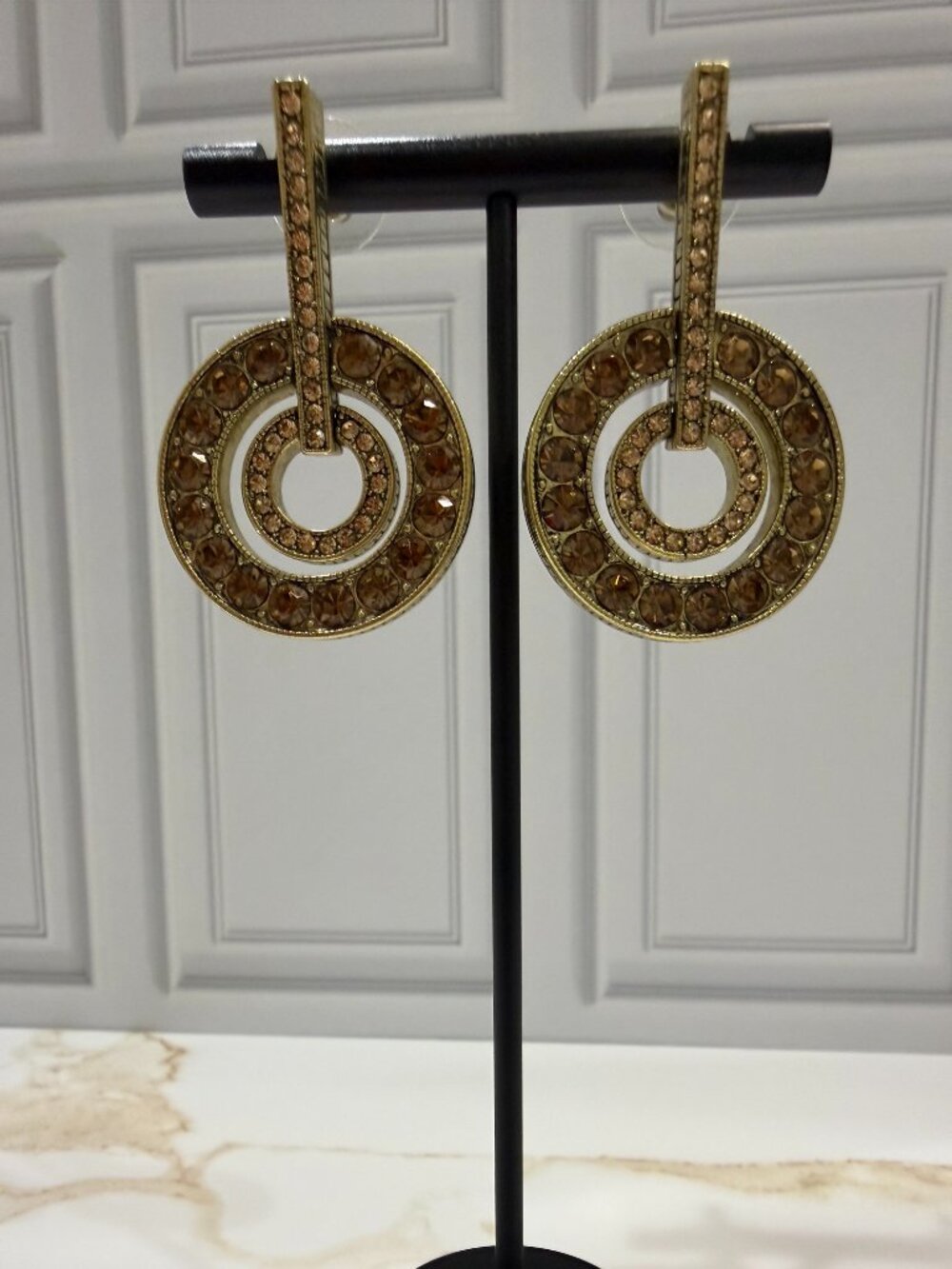 Heidi Daus Vintage Style Crystal Drop Earrings EUC